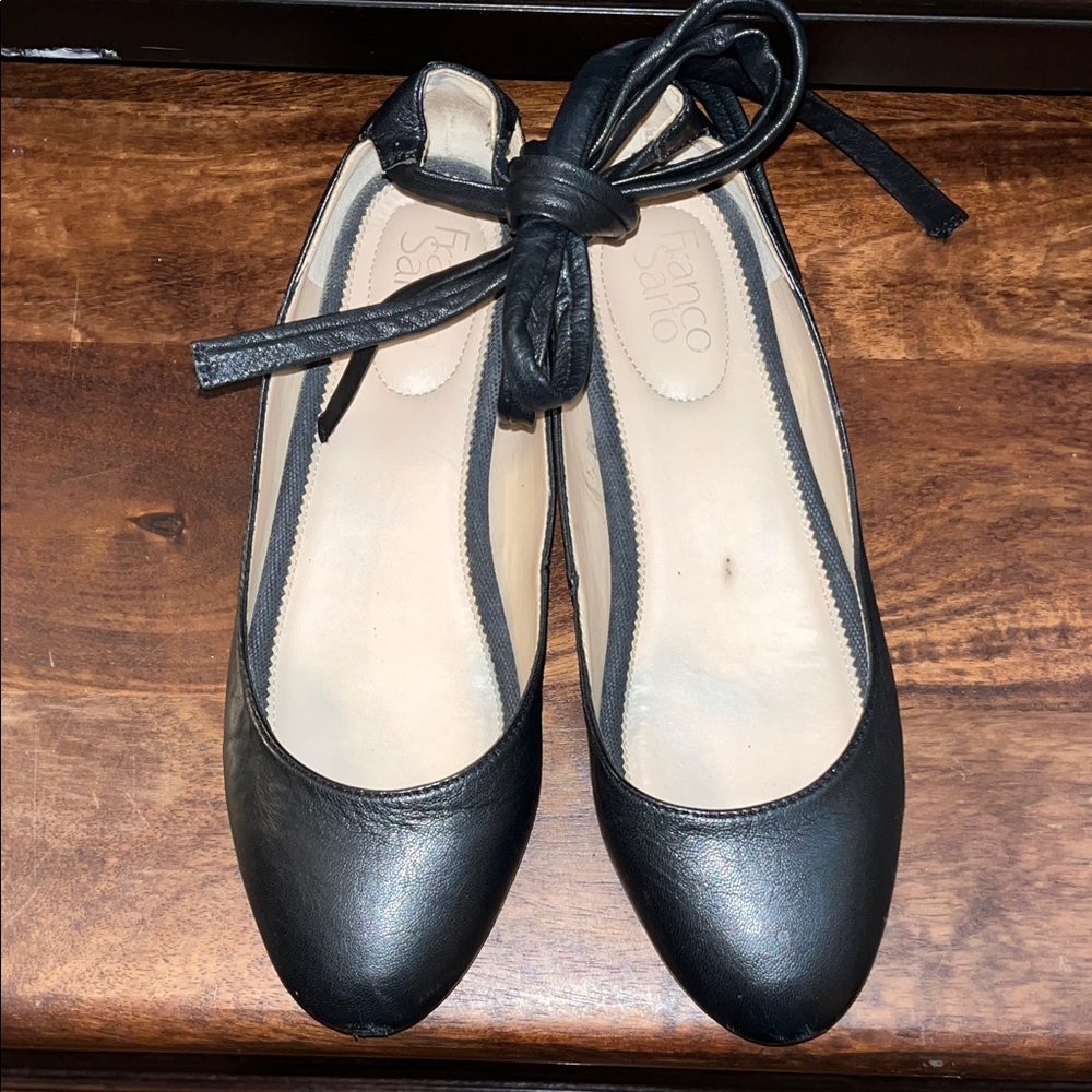 Franco Sarto Black Leather Flats